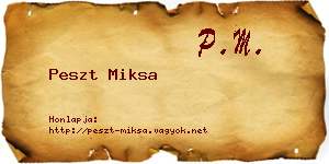 Peszt Miksa névjegykártya